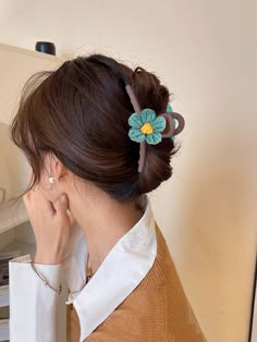 Multicolor  Collar  Tela  Pinzas Grandes para el Pelo Embellished   Accesorios de Mujer Crochet Hair Claw, Crochet Claw Clip, Hair Bows Diy Ribbon, Kawaii Hair Clips, Crochet Scrunchies, Diy Hair Scrunchies, Crochet Hair Clips, Crochet Knit Stitches, Preppy Jewelry