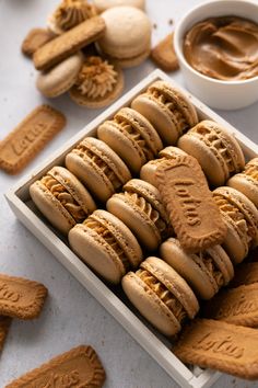 a box filled with cookies and peanut butter