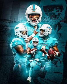 the miami dolphins football team is depicted in this photo with an image of their players