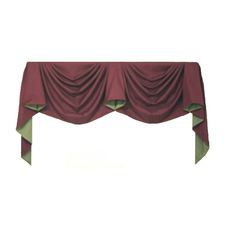 a red table cloth with green ruffled edges