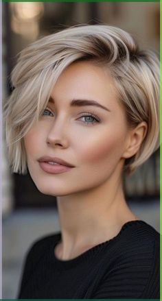 Short Gair Cut, Asymmetrical Long Pixie Haircut, Short Asymmetrical Bob Hairstyles, Pixie Haircut For Straight Thick Hair, Short Hair With No Layers, Short Pixy Hairstyles For Women, Haircut Style 2024, Short Hairstyle Bob Women, Blonde Short Bobs