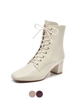 Heeled Lace Up Ankle Boots, Luxury Elegant Women's Lace-up Boots, Luxury Elegant Lace-up Boots, Luxury White Women's Lace-up Boots, Elegant Luxury Lace-up Boots For Women, Luxury Lace-up Office Boots, Luxury Lace-up Heeled Boots For Fall, Luxury Lace-up Boots With Pointed Toe For Winter, Luxury Business Lace-up Boots