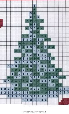 a cross stitch christmas tree with numbers on it