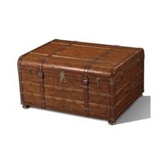 an old trunk is shown on a white background