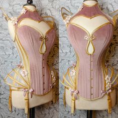 BESPOKE Rococo Space Babe Overbust Corset and Posture Collar | Etsy Pink Gothic Fitted Corset Dress, Pink Underbust Corset With Boning, Pink Fitted Gothic Corset, Fitted Gothic Pink Corset, Pink Corset For Cosplay, Pink Corset With Corset Back For Costume Party, Pink Overbust Corset Dress For Costume, Pink Overbust Corset For Costume, Velvet Underbust Corset