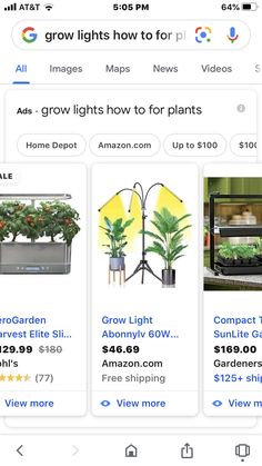 an iphone screen showing the search results for plants and other things on sale in stores