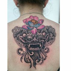 Barong mask tattoo Barong Mask Tattoo, Mask Tattoo, Funky Art, I Tattoo, Watercolor Tattoo, Tatting, Body Art