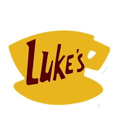 the logo for luke's is shown in red and yellow on a white background