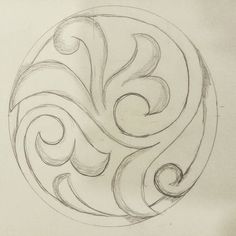 a drawing of a swirl in the middle of a circle