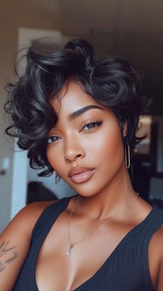 🎭 Flawless Black Haircuts Short Haircuts for Black Women Captivating Tutorial 🎭 Black Woman Pixie Cuts, Black Haircuts, Women Pixie Cut, Hype Hair, Character Styles, Short Bobs