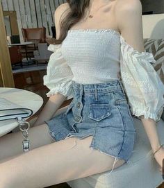 Classy Crop Top Outfits High Waist, Regal Clothes, Mode Ulzzang, K Fashion