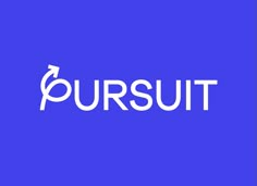 the word pursuit written in white on a blue background