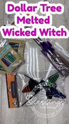 the contents of a dollar tree melted witch kit