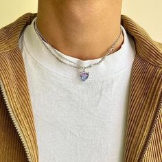 Y2k 2000s Choker Heart Crystal Star Pendant Silver Necklace These Chains Are Unisex :)! Brand New Gem Pendant Necklace, Necklace Y2k, Streetwear Jewelry, Crystal Stars, Mens Accessories Jewelry, Y2k Style, Silver Pendant Necklace, Star Pendant, Silver Man