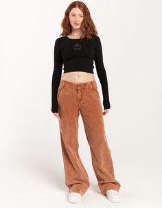 Fivestar General Co. Corduroy Wide Leg Pants. Crafted From Soft And Textured Corduroy Fabric, These Pants Offer Both Warmth And A Touch Of Retro-Inspired Fashion. The Defining Feature Of These Wide-Leg Pants Is Their Flared Silhouette. The Wide Legs Provide A Sense Of Drama And Elegance To Your Outfit, While The Corduroy Material Adds Texture And Depth. Low Rise. Specialty Wash. Durable Corduroy. Zip Fly And Button Closure. Belt Loop Waist. Front And Back Pockets For Added Functionality. Approx. Corduroy Wide Leg Pants, Retro Inspired Fashion, Cord Pants, Wwe T Shirts, Flannel Sweatshirt, Corduroy Material, Corduroy Fabric, Girls Blouse, Womens Pants