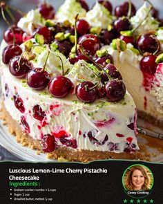 a magazine cover with a piece of cheesecake and cherries on the front page