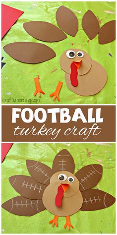 Football Turkey Craft - Great Thanksgiving craft for kids to make! #Boy approved | CraftyMorning.com Turkey Craft For Kids, Thanksgiving Art Projects, Turkey Crafts Kids, Crafty Morning, Football Crafts, November Crafts, Thanksgiving Projects, Thanksgiving Craft, Turkey Crafts