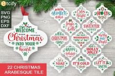 christmas ornaments with the words merry and happy on them