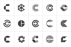 various logos and symbols are shown in this set, including the letter c, which is also