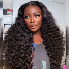 Loose Deep Wave 13x4 13x6 Invisible HD Lace Glueless Human Hair Wig Bleached Knots Plucked Hairline Deep Wave Wig Dark Skin, Loose Deep Wave, Invisible Lace, Human Wigs, Hair Skin Nails, Human Hair Wig, Winter Hairstyles, Deep Wave, Curly Wigs