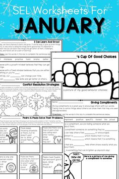 an image of january worksheets for the classroom