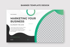 a business flyer template with green and black shapes