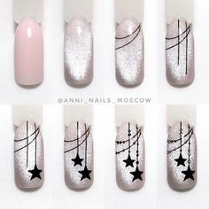 Classy Nail Art Ideas, Christmas Nails Diy, New Years Nail Art, Xmas Nail Art, Unghie Sfumate, Art Deco Nails, Romantic Nails