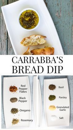 the recipe for caraba's bread dip is shown