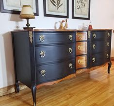 **Free Delivery in Canada only** Stunning Multi-tone, black pained and stained mahogany solid wood 9 drawer antique dresser from the early 20's from a Canadian company known for its quality craftsmanship named Anthes Baetz. The dresser has many brass appliques and hooves.  There are 9 deep dove tailed drawers for plenty of storage. All the drawers were conditioned with lightly scented wood conditioner.  Truly a statement piece that fits in many decor styles. Dimensions: 72" x 30" x 42" Height Mahogany Dresser, Wood Conditioner, Black Dresser, Buffets & Sideboards, Buffet Sideboard, Black Bedroom, Brass Pulls, Antique Dresser, Decor Styles