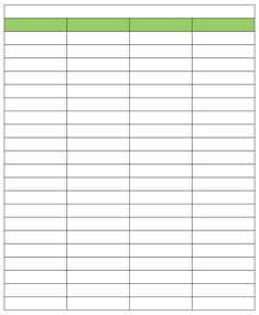 a printable sign up sheet with the number of items in each column and numbers below it