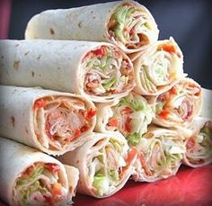 there are many wraps stacked on top of each other