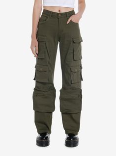 Show up in pants with so many pockets you won't need a bag! These olive green cargo pants have pockets from the thigh to the calf on both sides  plus normal hip pockets.97% cotton; 3% spandexWash cold; dry flatRise: 12"Inseam: 31"Leg opening: 10"ImportedListed in junior sizesModel is 5'10"Model wears size Small Mw2 Oc, Halloween Styled Shoot, Reference People, Girls Cargo Pants, Olive Green Cargo Pants, Tall Hoodies, Green Cargo Pants, Green Fits, Green Cargo