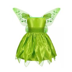 PRICES MAY VARY. Material: Girls halloween party fairy cosplay dress set is made of polyester, high quality material, durable and wear-resistant, safety tested and free of harmful substances. Design: Baby girls fairy costume, girls forest fairy costume, forest fairy costume dress, baby girls halloween fairy cosplay outfits, with transparent green wing, making your girls to be the focus of the festival party. Photo Props: The innovatively designed flower fairy dress set is perfect for party photo Tinkerbell Costume Kids, Girls Tinkerbell Costume, Fantasia Tinker Bell, Tinker Bell Dress, Bell Princess, Fairy Princess Dress, Tinkerbell Costume, Bell Dress, Tinker Bell Costume