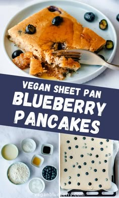 vegan sheet pan blueberry pancakes on a plate