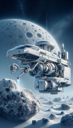 a sci - fi space station floating in the sky