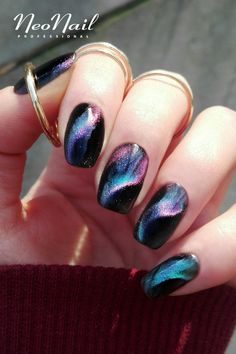 NEONAIL PROFESSIONAL CAT EYE 5D / metaliczne paznokcie hybrydowe / NeoNail Galaxy Nail Art, Cat Eye Nails Polish, Galaxy Nails, Grunge Nails, Colorful Nail Designs