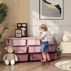 Space can be precious, and this minimalistic design from Qaba allows homes with limited extra room for furniture to accommodate them. The large removable bins will make items easy to access, so when a kid can't find something, they can search the boxes without having to stick their hand in the back of the drawer where they can't see. These containers are made for simplicity, storage, and a smooth, cleanable surface. Rebrilliant Finish: Pink | Rebrilliant 29.5" 3 Tier Storage Unit Dresser Tower w Dressers For Kids, Kids Craft Storage, Barbie Storage, Kids Bedroom Storage, Kids Storage Units, Small Bedroom Storage, Youth Furniture, Kids Dressers, Small Space Storage