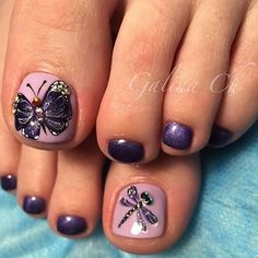 Butterfly Pedicure, Pedicure Ideas Summer, Cute Pedicure Designs, Trendy Pedicure, Pedicure Designs Summer, Cute Pedicures, French Pedicure