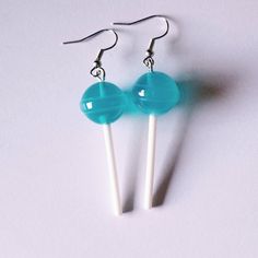 These Are Cute Small Blue Lollipop Earrings They Are -Hypoallergenic -Lead And Nickel Free -Lightweight Buy 2 And Get 1 Pair Free Buy 3 And Get 2 Pairs Free Fun Earrings Aesthetic, Clay Earrings Idea, Funky Earrings Diy, Unique Earrings Weird, Cute Earrings Aesthetic, Blue Lollipop