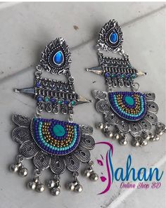 Jhumka Collection, Indian Wedding Jewelry Sets, Silver Jewelry Accessories, Oxidised Silver Jewelry, Pretty Jewelry Necklaces, Antique Silver Jewelry, Fancy Jewellery Designs, Jewellery Indian, Indian Jewellery Design Earrings