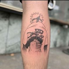 a man with a tattoo on his leg