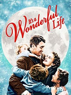 the poster for it's a wonderful life with three children hugging each other in front of a full moon