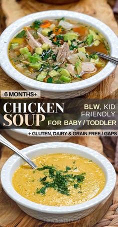 baby chicken soup Gluten Free Dairy Free Soup, Broccoli And Carrot Soup, Dairy Free Soup Recipes, Soups Gluten Free, Purees For Babies, Puree Ideas, Kid Friendly Soup