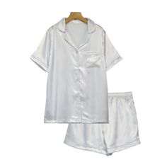 Give the gift of sleep with our luxurious short sleeve satin pajama's with white offset trim piping.  Shop elegant satin solid pajamas short sleeve button up top and shorts. Party Pajamas, Bridal Party Pajamas, Pajamas Silk, Pajamas Short, Satin Pyjama, Pyjama Satin, Silk Pajama, Bridesmaid Proposals, Silk Pajama Set