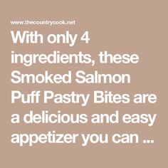 With only 4 ingredients, these Smoked Salmon Puff Pastry Bites are a delicious and easy appetizer you can serve in no time! Smoked Salmon Puff Pastry, Salmon Puff Pastry, Salmon Puffs, Fancy Snacks, Puff Pastry Bites, Pastry Bites, Dill Salmon, Holiday Platters, Fancy Appetizers