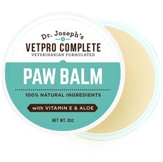 a jar of vetro complete paw balm with vitamin and aloe in it