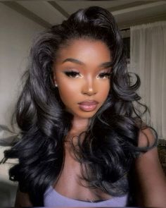 Curls For Long Hair Black Women, Black Women 90s Hairstyles, Feathered Side Bangs, Kibbe Hair, Big Hair Black Women, Taurus Midheaven, 90s Bombshell Hair, Big Curls Black Women, Pageant Curls