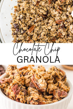 Ditch the store-bought granola and whip up this easy homemade chocolate chip granola with ingredients you likely already have in your pantry! Homemade Granola Chocolate Chip, Chocolate Chip Granola, Granola With Chocolate Chips, Healthy Chocolate Chip Granola Bars, Granola Mix Recipe, Peanut Butter Chocolate Chip Granola, Chocolate Protein Granola, Homemade Chocolate Chips, Cooking Guide