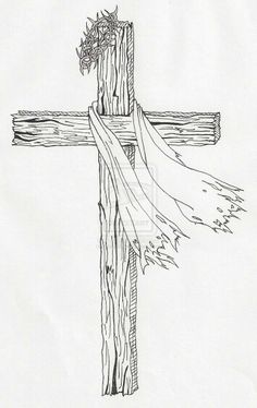 a drawing of a cross with the word jesus on it and flowers growing out of it