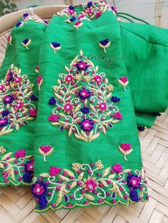 Brocade Blouse Designs, Maggam Designs, Pink Blouse Designs, Mask Embroidery, Blue Blouse Designs, Maggam Blouse